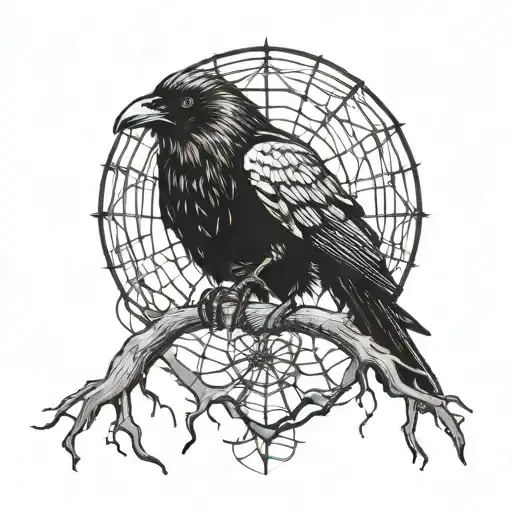 Raven And Spider Web