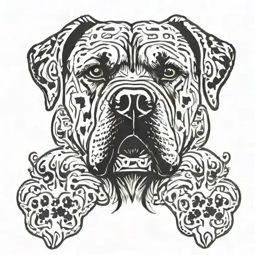 Black Cane Corso Inside A Dog Paw Print Made