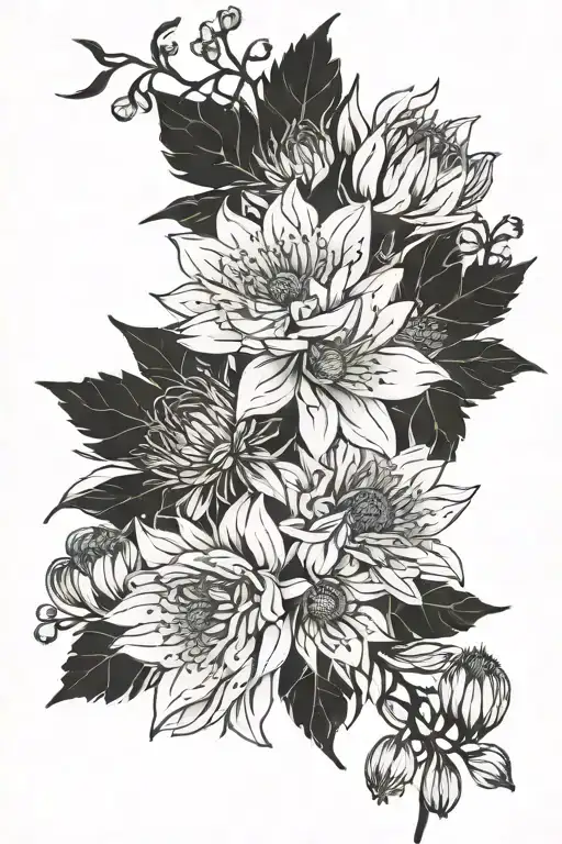 Floral Hand Tattoo Of Aster Flowers