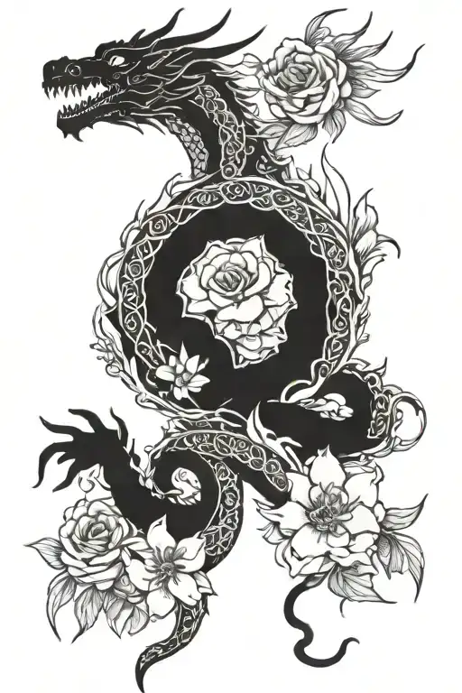 Dragon With Birth Flowers