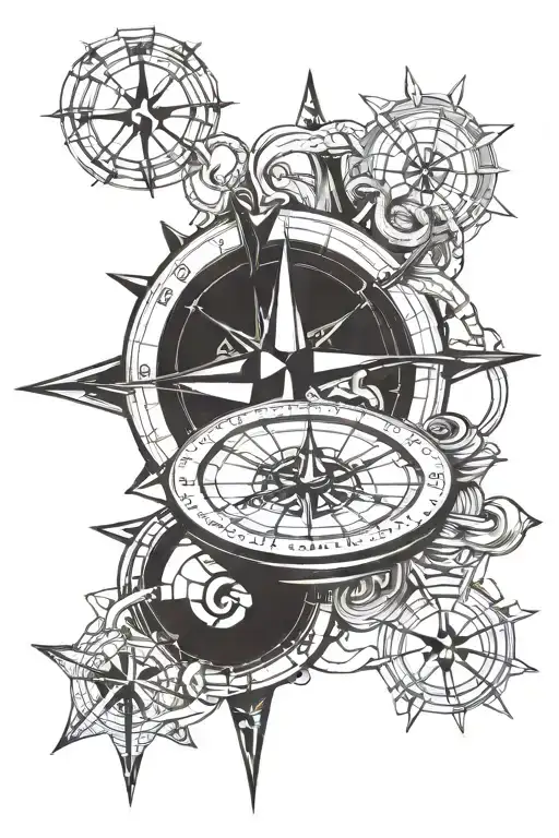 Maritime Compass Tattoo Intertwined