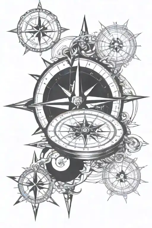 Maritime Compass Tattoo Intertwined