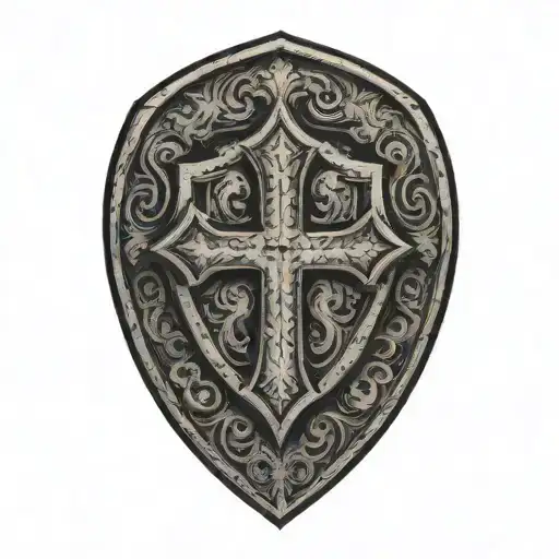 Cross Inside Shield Engraved