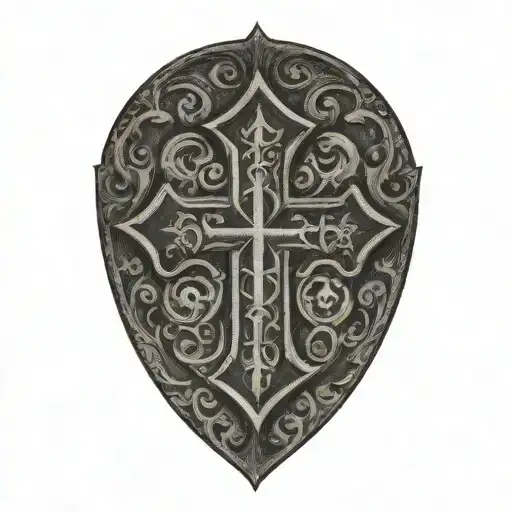 Hebrew Cross And Shield Adorned With Intricate
