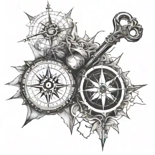 Cross And Compass With Map