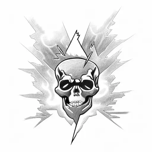 Lightning With Clouds And Skeleton