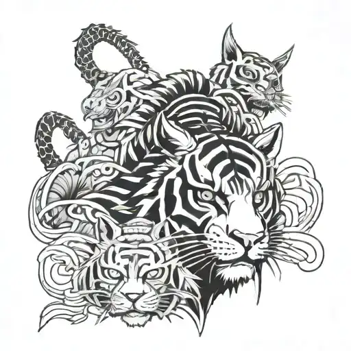 Samurai And Tiger Head