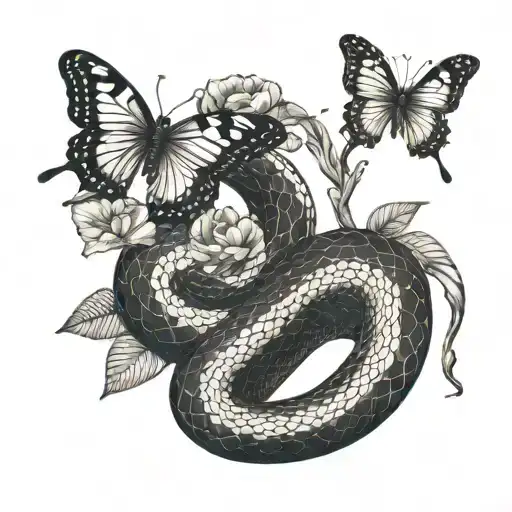 Snake With Butterfly