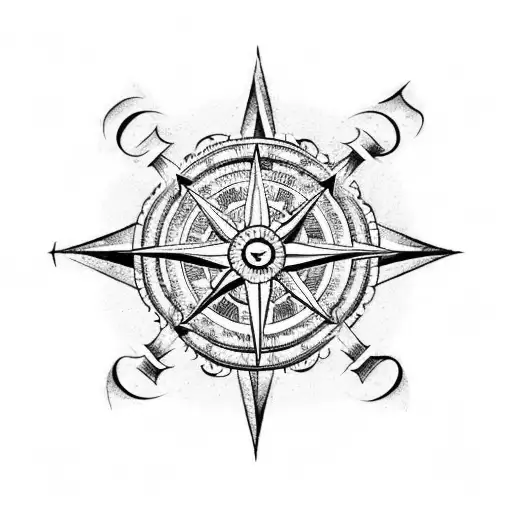 An Intricate Blackwork Design Of The One Piece Logo Combined With A Compass