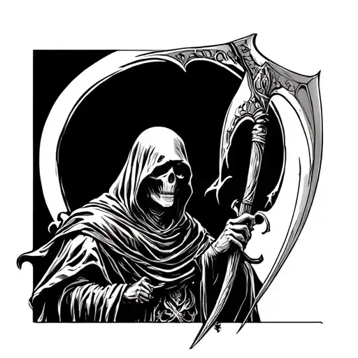 Grim Reaper Holding A Scythe