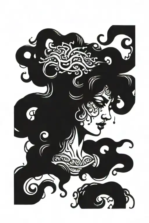 Medusa Portrayed Crying Blood Tears