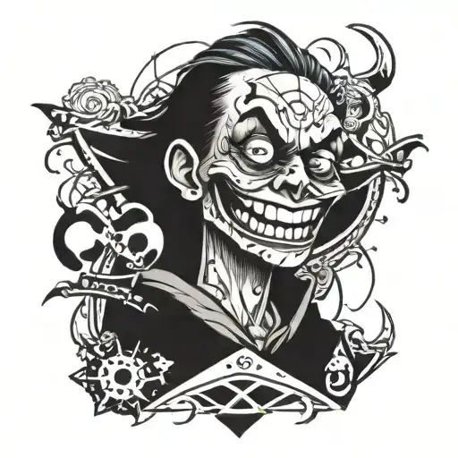 Smily With X Eyes And Crazy Teath Crisscrossing With A Chracater