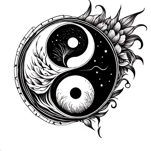 Yin And Yang Tattoo Symbolizing Death As Well As Loyalty