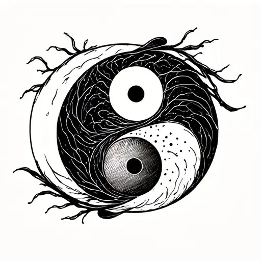 Yin And Yang Outline Tattoo Symbolizing Death As Well As Loyalty