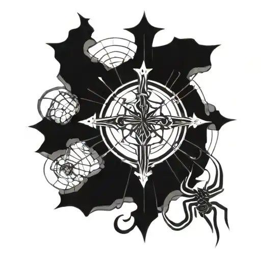 Catholic Cross And Spider Web