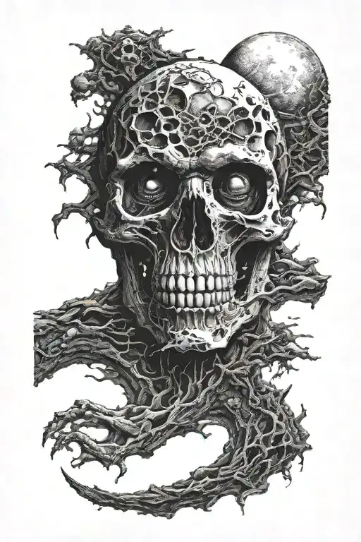 Dark Skull Eyes And Nose Obscure In The Moon's Craters