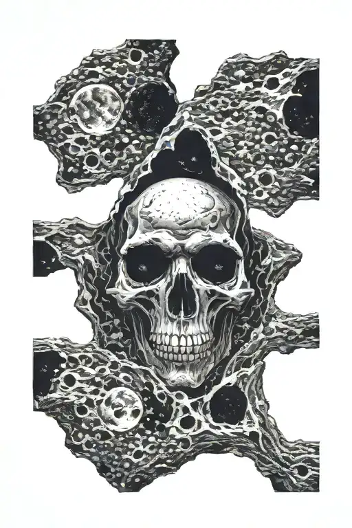 Dark Skull Eyes And Nose Obscure In The Moon's Craters