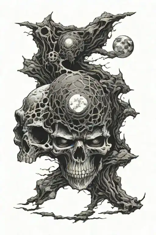 Dark Skull Eyes And Nose Obscure In The Moon's Craters