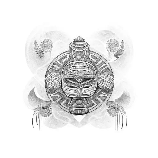 A Car Engine With Maori Tribal Designs