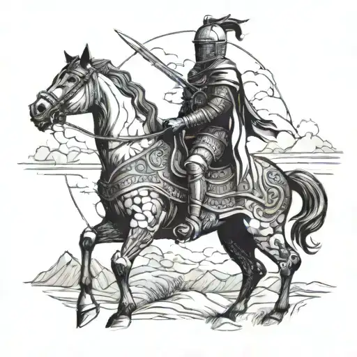 A Knight Riding A Horse Through A Medieval Spanish Landscape