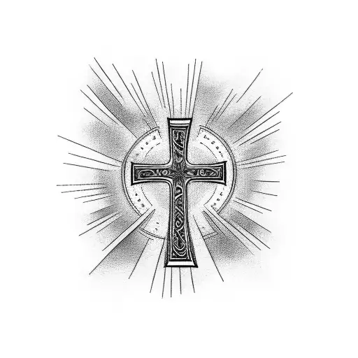 Christian Cross With The Heavens In The Background