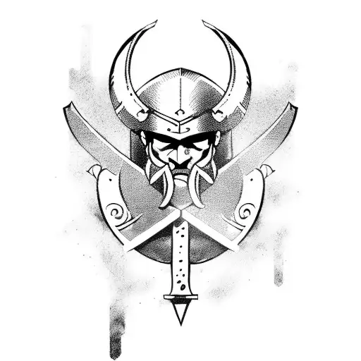 Viking Warrior Wielding A Manga-inspired Weapon