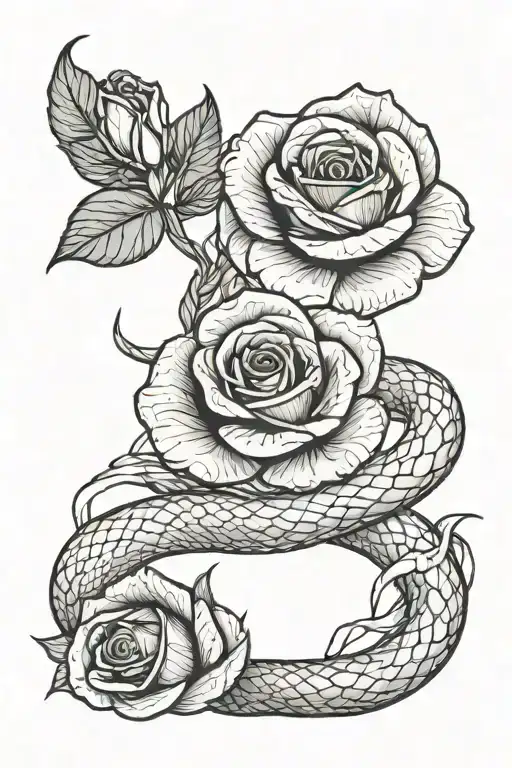 Rose And Snake Intertwined