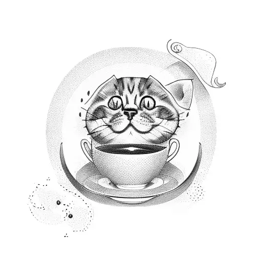 Coffee Beans Forming The Shape Of A Cat