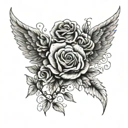 Angel Wings And Roses