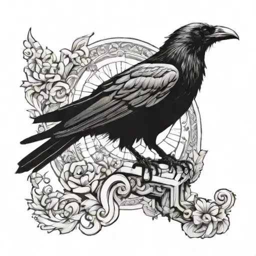 Raven Perched On Pallas Athena