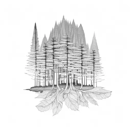 A Forest Scene With A Hidden Guitar Incorporated Into The Trees And Foliage