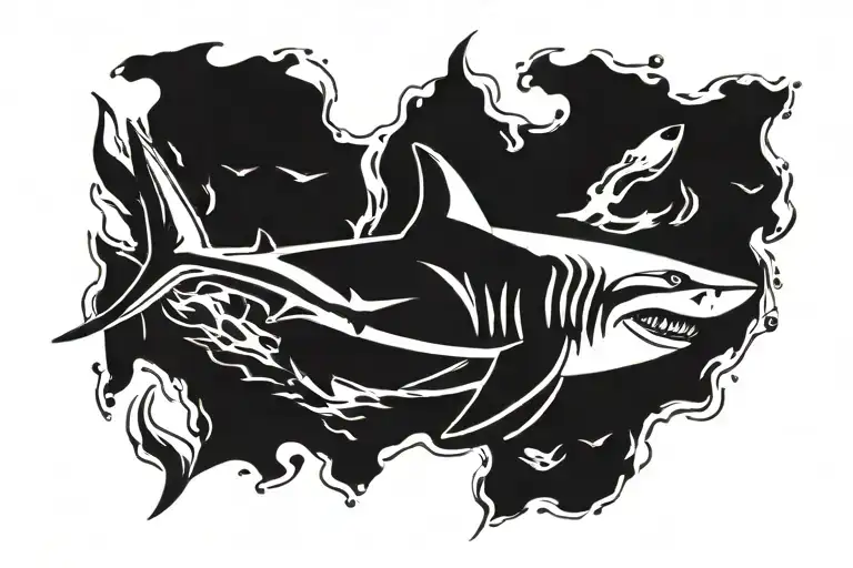 Minimalist Design Of A Shark Swimming