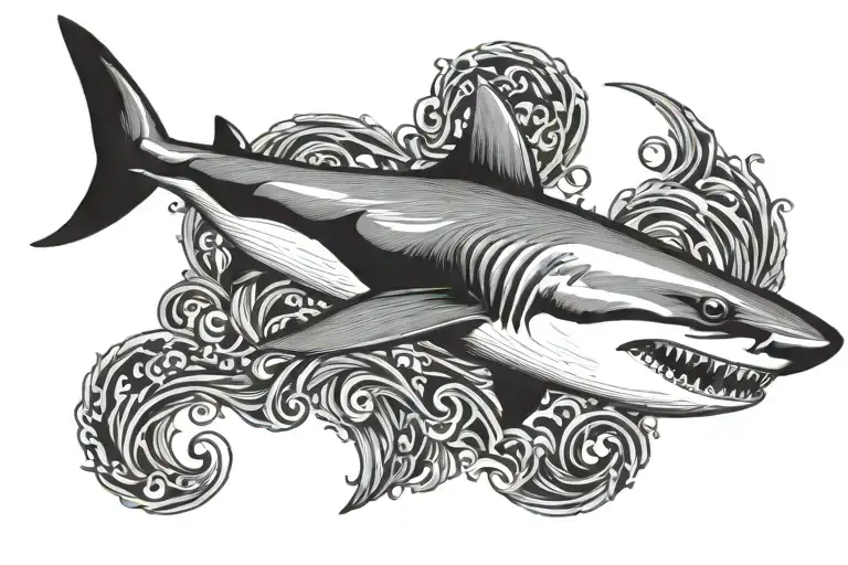 Minimalist Design Of A Shark Swimming Gracefully