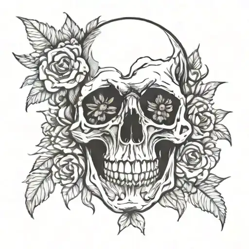 Skull And Flowers