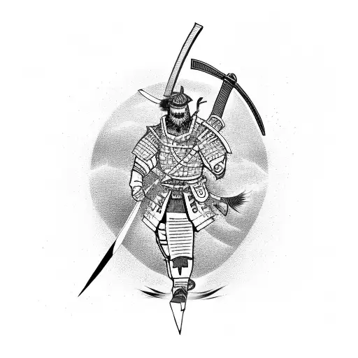 A Fierce Samurai Warrior Wielding A Lightning Bolt Katana