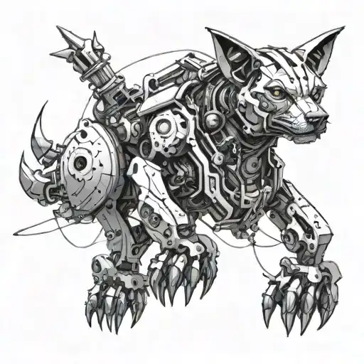 A Futuristic Mechanical Dog With Cybernetic Enhancements Inspired By Alternative Metal Music