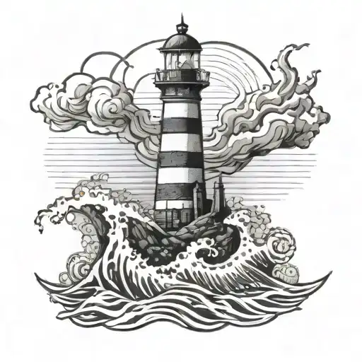 Vintage Lighthouse In A Rough Sea