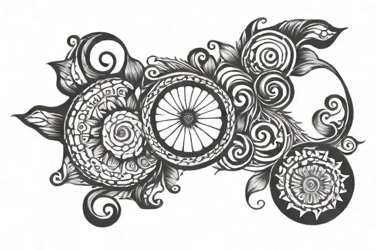 Fibonacci Black Work Tattoo Design