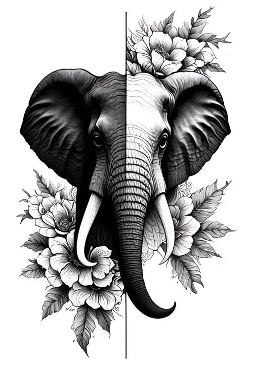 Half Elephant Head Half Sleeve