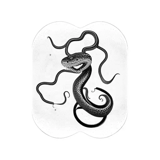 A Snake Coiled Around A Vintage Microphone