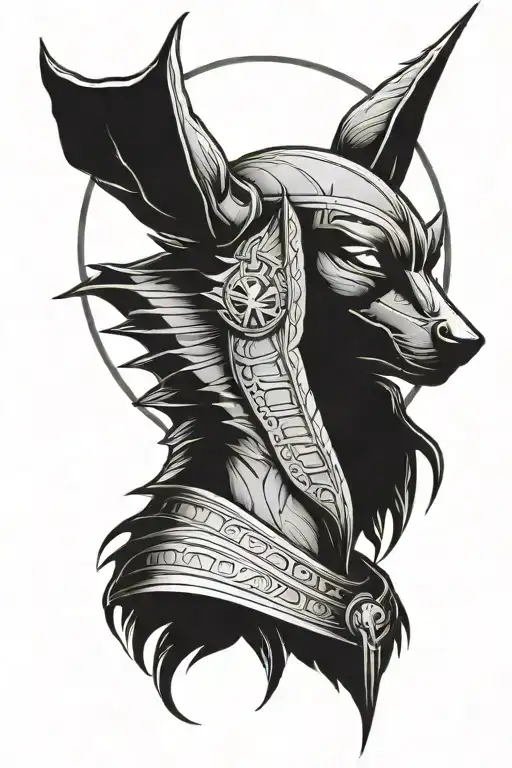 Scary Anubis With Moon In The Background