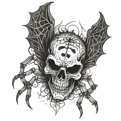 Skull An Spider Crawling