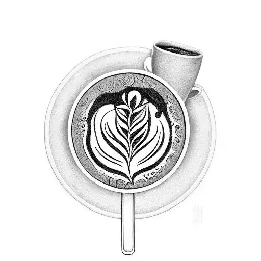 A Coffee Cup With Intricate Latte Art Of A Plant Growing Inside It