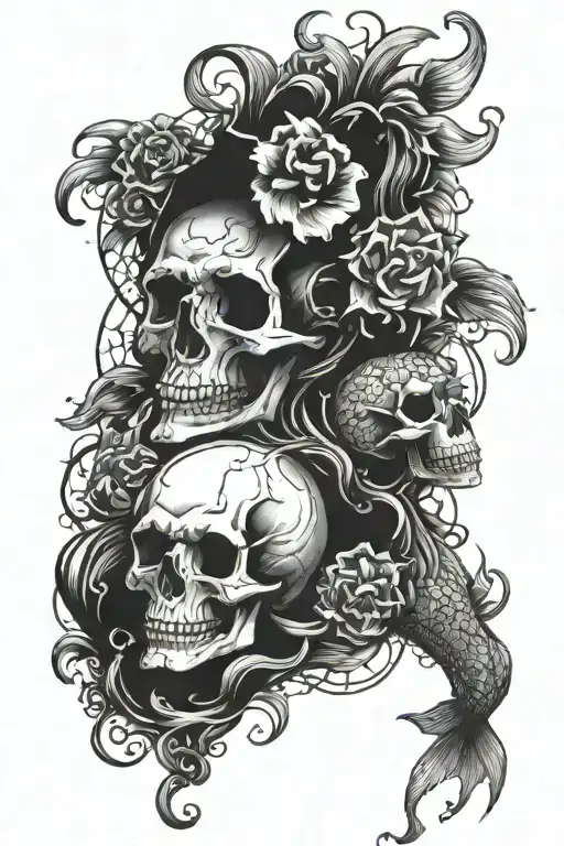 Skull And A Mermaids Sitting