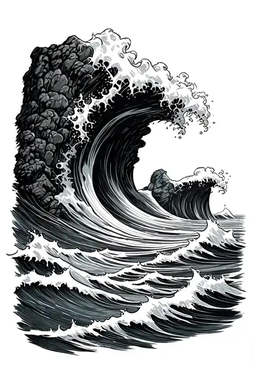 Ocean Waves Crashing With Cave