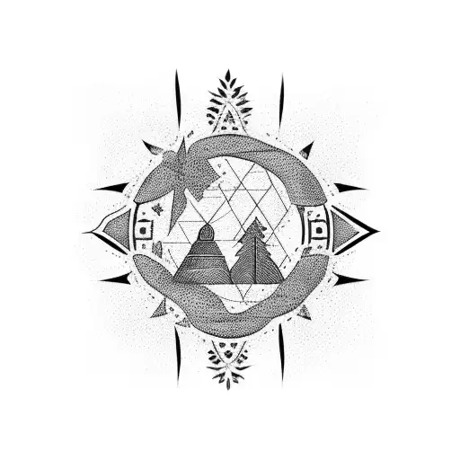 Thigh Tattoo Of Olive Tree Representing Palestine And Coordinates Of The City Of Lod In Palestine