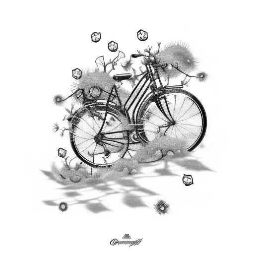 Bicycle Chains Through Brambles With Dark Bakground Dark