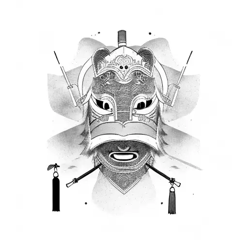 Japanese Puppet Samurai With Mask