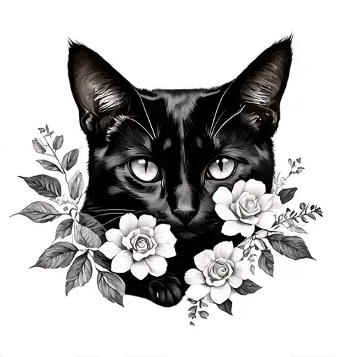 Family Of 3 Black Cat Silhouette