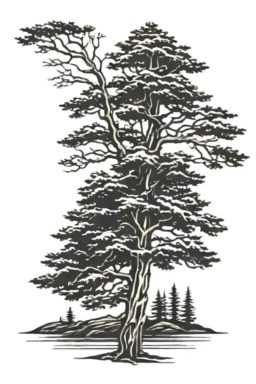Cedar Tree Silhouette